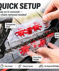 Easy To Use Bike Chain Cleaner Tool With Transparent Design For Real Time Cleaning And A Quick Release Handle On Chain