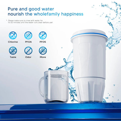 4 Pack Water Filter Replacement For Zero Pitchers And Dispensers, 5 Stage Filtration, No Fuss Quick Install, keeps water fresh image