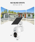 Wire-Free Solar Powered Outdoor Security Camera System, 4MP 4 Cam Kit, 2.4G And 5G WiFi, Color Night Vision, 360 Degree Pan And Tilt