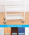 Rubber Caster Wheel Set Of 4 For Furniture And Trolleys, 1.5 Inch Wheels installed on white cart, suitable for all floors
