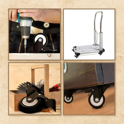 Heavy Duty Swivel Caster Wheels 2 Inch Rubber Base With Top Plate And Bearing 24 Pack Total Lock Brake for carts and equipment