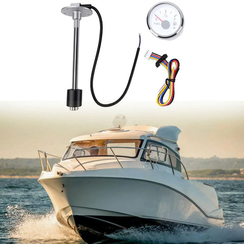 Dead Nuts Accurate Fuel Level Sender Gauge Kit High Resolution Stainless Steel 7Inch White Dial Dash Instrument for Boat