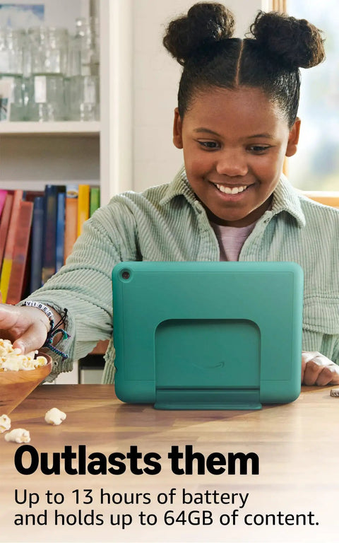 Dope Yet Durable Kids Tablet With A Snappy Eight Inch Hd Display 64 Gb Memory Buttery Smooth Processing being used by a child.
