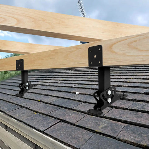 Adjustable Roof Riser Brackets For Pergola Beams And Gazebos Built Tough Heavy Duty Roof Mount Brackets 0 To 180 Degree Angles Rust Resistant Metal Black