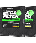 MegaFilter 20x20x1 Air Filter MERV 13 Activated Carbon Tech Defense 2 Pack displayed in packaging