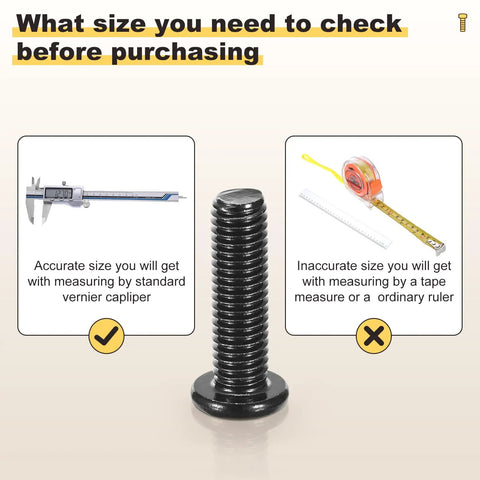 Premium Furniture Replacement Screw Set With M6 Barrel Nuts And Hex Wrench For Baby Crib Assembly detailed measurement guide with a screw.