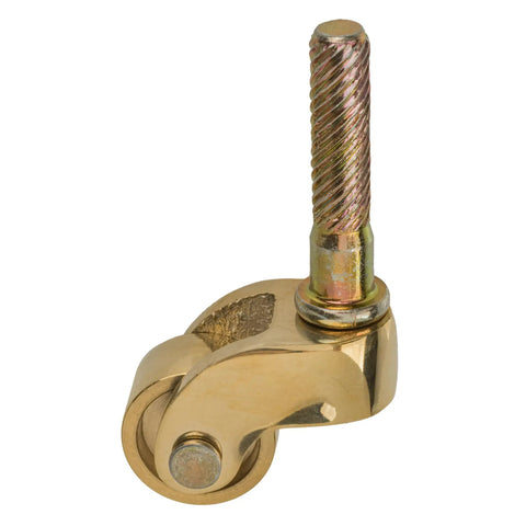 Solid Brass Furniture Casters 3/4 Inch Diameter With 1/4 Inch Stem heavy duty swivel roller with a shiny gold finish for smooth operation.