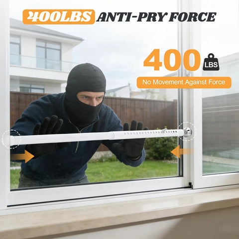 Heavy Duty Adjustable Slide Stop Bar Locks Down Your Place Tight No Hassle Install blocking sliding door with 400 lbs anti-pry force.