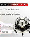 Rock Solid Front Wheel Bearing Hub Assembly For 2006-2010 Hummer H3 And 2009-2010 H3t showing front view with ABS sensor wire.