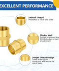 Brass Pipe Fittings Set 3/4 Inch Male To 3/4 Inch Female NPT Hex Nipples 10 Pack with smooth and thicker thread design for durability