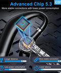 Close-up of All Day Wireless Bluetooth Headset With 72 Hour Talk Time And 500mAh Case, V5.3 Noise Cancelling Mic in black