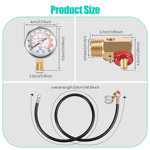 Top Tier Heavy Duty Air Tank Repair Kit Featuring A Crisp Pressure Gauge And Four Foot Hose For Portable Tool Rigs sleek valve and gauge dimensions.