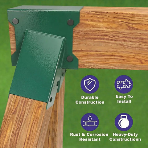 Heavy Duty Swing Set Brackets For 4x4 Posts And 4x6 Beams DIY A Frame Mounting Kit Carbon Steel Hardware With Fully Welded Joints Rust Resistant Green Finish Easy Fit For Rock Solid A Frame Playset