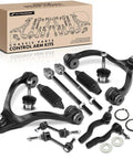 Rock Solid Twelve Piece Front Suspension Kit With Heavy Duty Upper Control Arms And Sway Bar Links For Ford Crown Victoria Lincoln Town Car Mercury Grand Marquis Left And Right with components displayed.