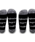 Funny Engineering Socks Gift For Him Two Pair Set Mid Calf Unisex Size 4-13, displayed with 'Engineering Degree Loading' text on soles.