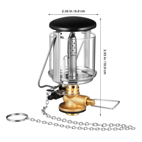 Compact Outdoor Camping Gas Lantern With Lantern Cover Durable Copper And Stainless Steel Body Fits Threaded Flat Gas Tanks