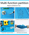 Pro Level Silicone Workbench Mat Featuring a Rock Solid Magnetic Surface and Smart 10 Slot Organizer Perfect for Soldering Phone Fixing and Lock Picking Practices Hella Heat Resistant 17.7 x 11.8 Inch with silicone finish.