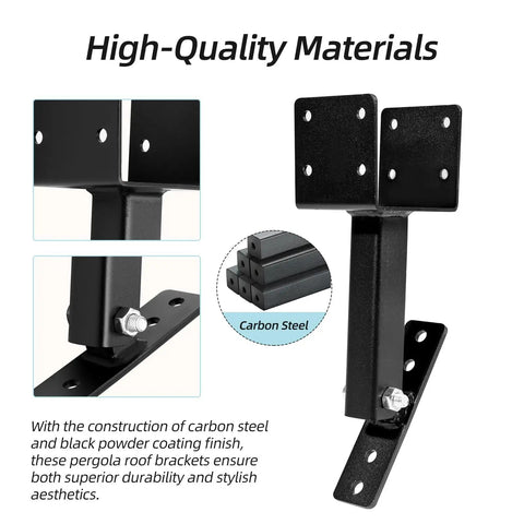 Pro Heavy Haul Adjustable Saddle Pergola Roof Riser Kit For 4x4 Wood Beams solid carbon steel bracket with black finish