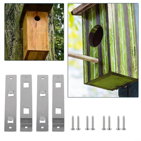 Stainless Steel Bird House Hanger Bracket With Screws 6x2.5cm Rustproof Mounting Kit For Wooden Boxes And Feeders Quick Install Or Replace Brackets With No Fuss 2 Sets