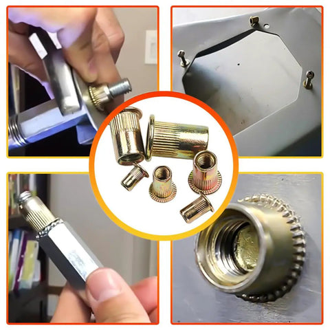 Galvanized Rivet Nut Kit Set Must Have 500 Piece Assortment With M3 M4 M5 M6 M8 M10 Threaded Inserts in metal