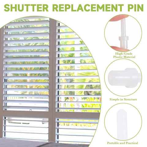 Get Those Plantation Shutters Running Smooth With These Hassle Free Replacement Louver Pins That Snap In Easy For Quick Window Fixes On Any Weekend, showing plastic replacement pin in plantation shutters.