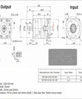 Technical drawing of Five To One Planetary Gearbox Speed Reducer With Crazy Low Backlash Under Seven Arc Minutes for CNC router setup.