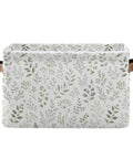 Built Different Grey Leafy Vines Canvas Storage Baskets With Double Stitched Handles measuring 14.2x10.2x8.3 inches.