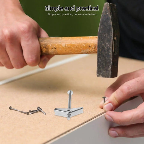 Person using 24-Piece Toggle Anchors And Wing Nuts Bolts Kit For Drywall And Furniture Mounts, Galvanized Iron Build