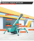 Portable Mini Crawler Crane With Wireless Handheld Transmitter And Dependable Hydraulic Pump Built Tough For Tight Quarters showing detailed parts.