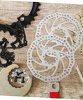 Complete Mechanical Disc Brake Set For Mountain Bikes Featuring Front And Rear 160 Mm Silver Aluminum Rotors with calipers and tools.