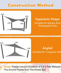 Installation guide for triangular shade sail with high and low anchor points