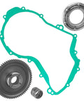 Top Shelf Starter Clutch Assembly With Idler Gear Bearing And Precision Seal For Yamaha Big Bear 400 4X4 2000 To 2012 Tight Ride Ready Swap, includes gasket, idler bearing, and clutch gear.