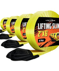 4 Pack Twisted Eye Lifting Sling Set With UV Resistant Polyester Webbing, Heavy Duty 15000 Lb Capacity, 6 Foot By 2 Inch Lifting Straps