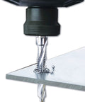 Drill tapping metal with 8 Piece Drill Tap Set With 1 Quarter Inch Hex Shank Pro Grade HSS Drill Bits For Drilling Tapping And Deburring.