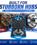 Shop Grade Wheel Bearing Hub Removal Tool And Puller For 5 6 8 Lug Setups with heavy-duty case and extraction parts for hub repairs.