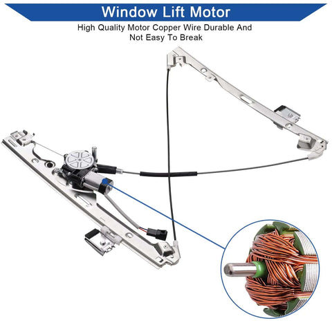 Front Passenger Side Power Window Regulator And Motor Assembly 741-645 for 2000-2006 Chevy Silverado Tahoe Suburban GMC Trucks