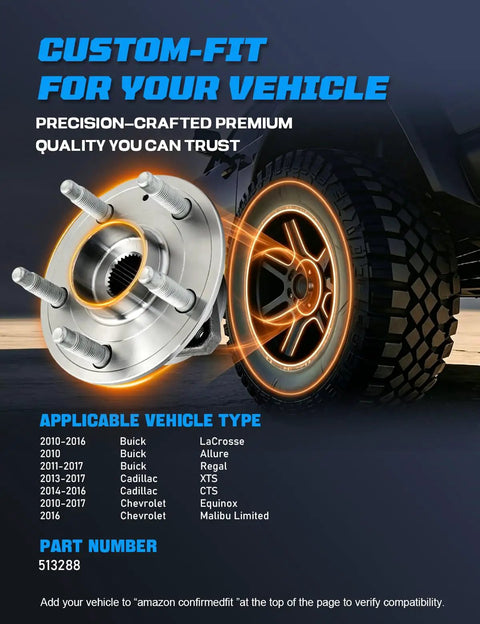 Front Or Rear Wheel Bearing And Hub Assembly Street Tested For Rolling Smooth And Heavy Duty Grip compatible with Buick vehicles.
