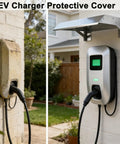 Heavy Duty EV Charger Cover With Sloped Stainless Steel Roof, wall-mounted, protecting wall outlet from rain and snow.
