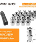 24 Pack Chrome Spline Lug Nuts For Aftermarket Wheels, 12x1.5 Thread With 60 Degree Conical Seat, 1.7 Inch Length, Heavy Duty dual hex with spline key.
