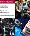Built Different Black Nitrile Work Gloves With Textured Fingertips And Powder Free Comfort For Kickass Grip During Auto Repair And Industrial Demands Box Of One Hundred worn by mechanics and healthcare professionals in various tasks.