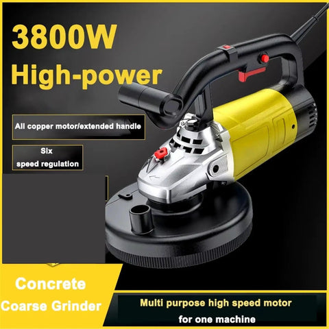 Heavy Duty Wall Grinder And Floor Concrete Polisher Angle Machine With Rock Solid 3800W Copper Motor, six speed dial and ergonomic handle.