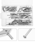 Heavy Duty Drywall Anchors And Toggle Bolts Kit, 32 Pcs Metal Wall Fasteners with wing nuts in an open storage case.
