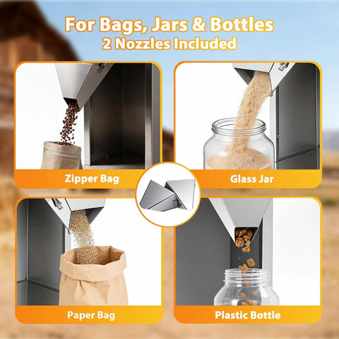 Automatic Powder And Particle Filling Machine With Digital Weigh Dispenser For Beans Seeds Tea Slick Commercial Bag Packing Sealer for bags, jars and bottles.