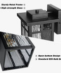 Outdoor Wall Light Fixtures Waterproof Porch Lanterns Dope Matte Black Exterior Sconce Lighting With Anti Rust E26 Sockets For Front Door And Garage 2 Pack, showing metal frame and ripple glass design.