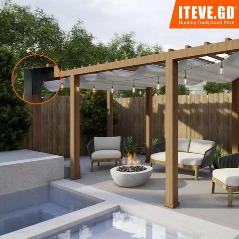 Heavy Duty Pergola Bracket Kit With 2 Way L Shaped Corner Brackets For 4x4 Wood Beams Indoor Outdoor White Galvanized Steel With Matte Black Powder Coat Hardware Included For Easy DIY Gazebo Proch Or Log Cabin Projects Built To Last