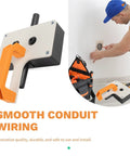 Heavy Duty Multifunctional Wire Puller Handheld Tugger Tool Perfect For Electricians Needing Smooth Cable Feeding In Narrow Spaces, Pipes And Underground Areas To Save Time On Residential Or Commercial Jobs. Handheld cable puller with ergonomic orange handle.