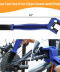 Blue chain cleaning brush from Eight Piece Precision Bicycle Cleaning Tool Kit with Chain Scrubber used on bike gears and chain.