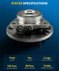 Built Like A Tank Front Wheel Hub Assembly For Nissan Titan And Armada 4WD 2012 To 2015 showing detailed specifications, heavy duty design.