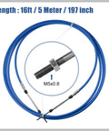 16ft Marine Throttle And Shift Remote Control Box Cable Blue 5 Meter 197 Inch For Yamaha Honda Suzuki Nissan Tohatsu Chrysler Outboard Engines Easy Install Steering System Replacement Part with M5 thread detail