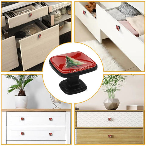 Square Glass Cabinet Knobs Set Of Four With Mounting Screws For Kitchen And Bath Furniture Upgrade showcased on various drawers.